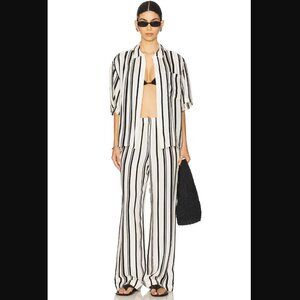 ANINE BING Elain Pant in Blk/Wht Stripe Size Small
